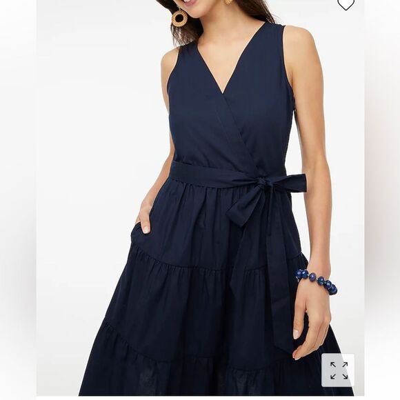 J Crew Factory NWT Faux-wrap Sleeveless Mini Dress Size 10 Navy Blue (Runs Small - Picture 2 of 8